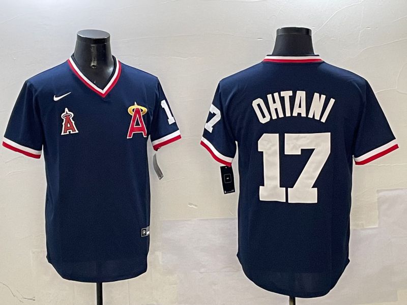 Men Los Angeles Angels #17 Ohtani Blue Throwback Game 2025 Nike MLB Jersey style 2